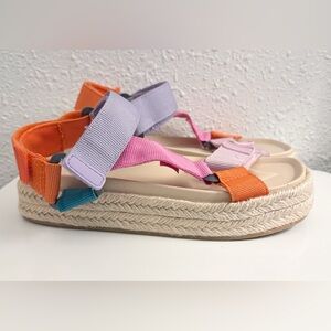 Zara girls pink purple orange adjustable straps jute sandals size 1